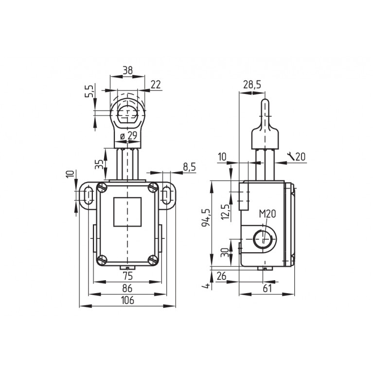 Тросовый выключатель TQ 441-01/01Y-UE-R-M20