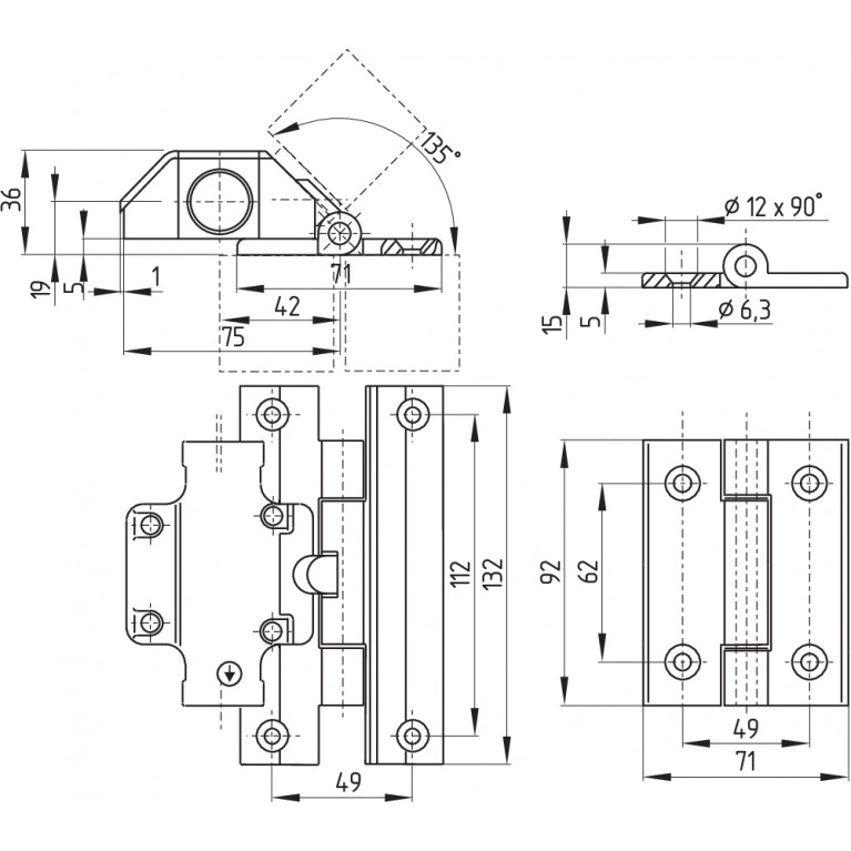 Шарнирный выключатель TESZ1102/S/45