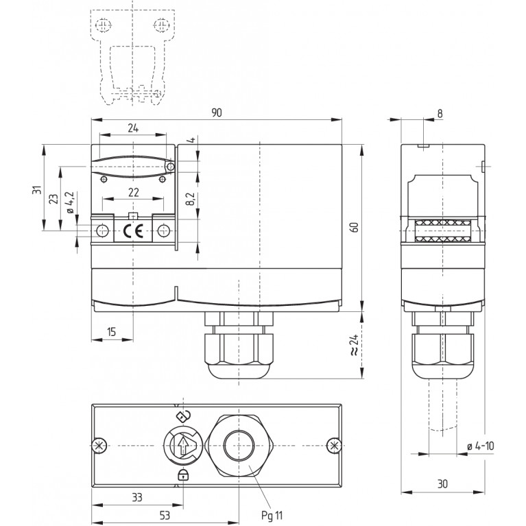 Электромагнитный блокиратор AZM 170SK-11/02-ZRI-B6L-2197 24VAC/DC