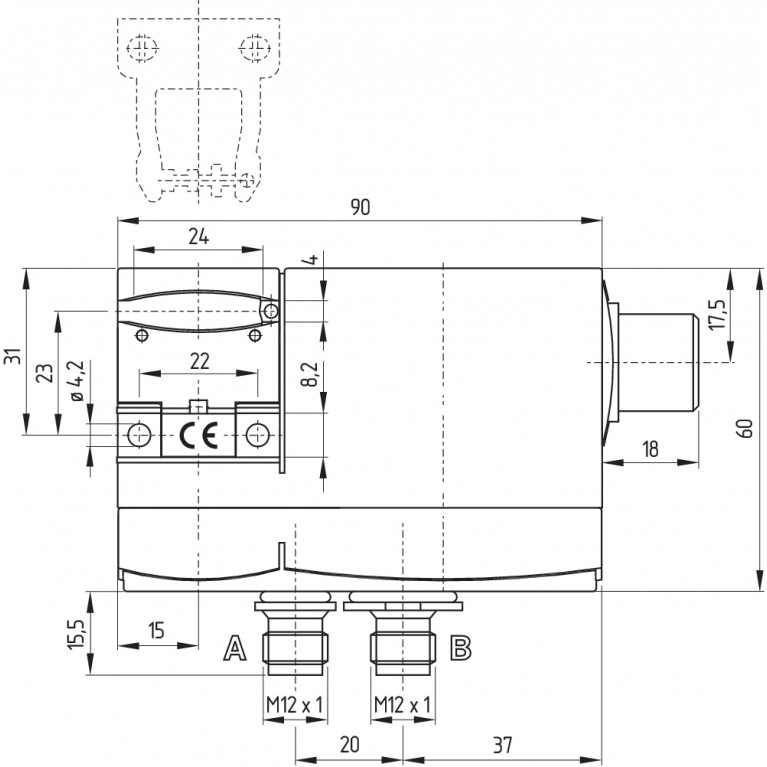 Электромагнитный блокиратор AZM 170-02ZRI-ST-B6L 24VAC/DC