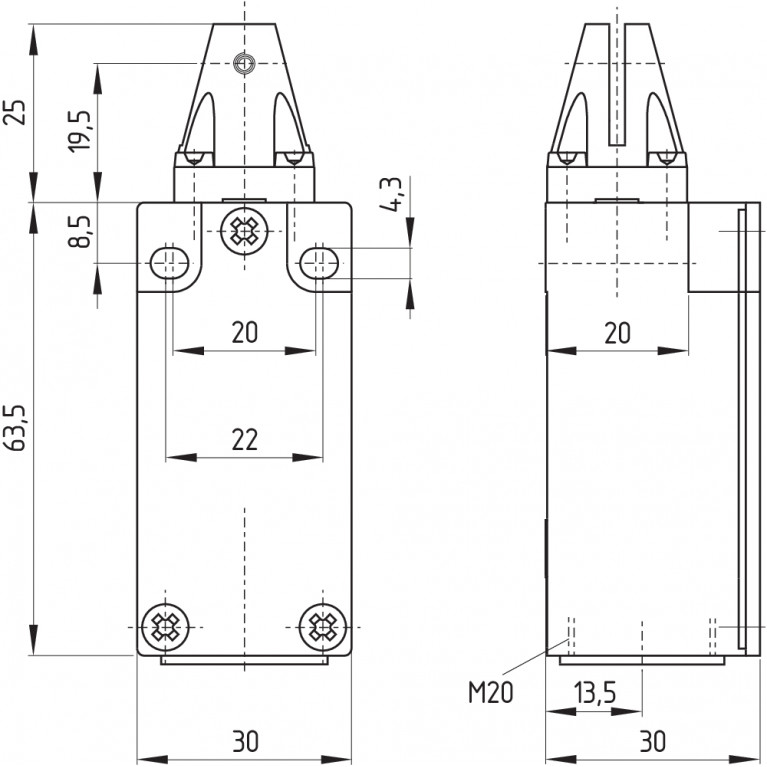 Шарнирный выключатель T4C 235-11Z-M20