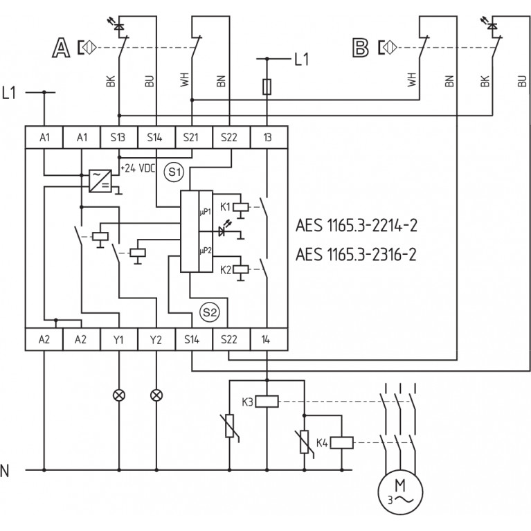 Реле безопасности AES 1165.3-2316-2 24 VAC