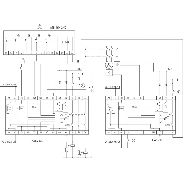 Реле безопасности FWS 2105 C UE: 24...230V AC/DC
