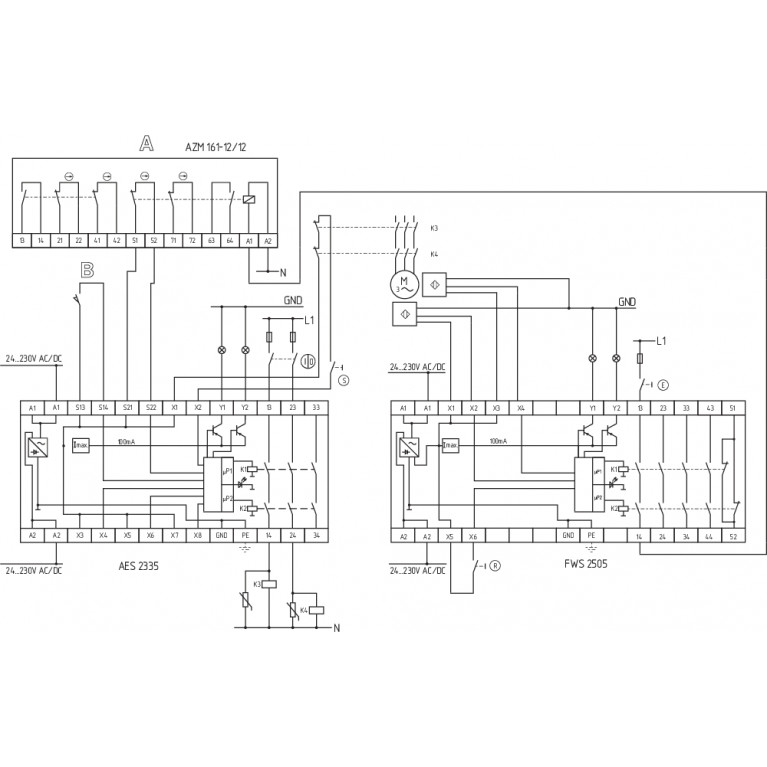 Реле безопасности FWS 2505 A UE: 24...230V AC/DC
