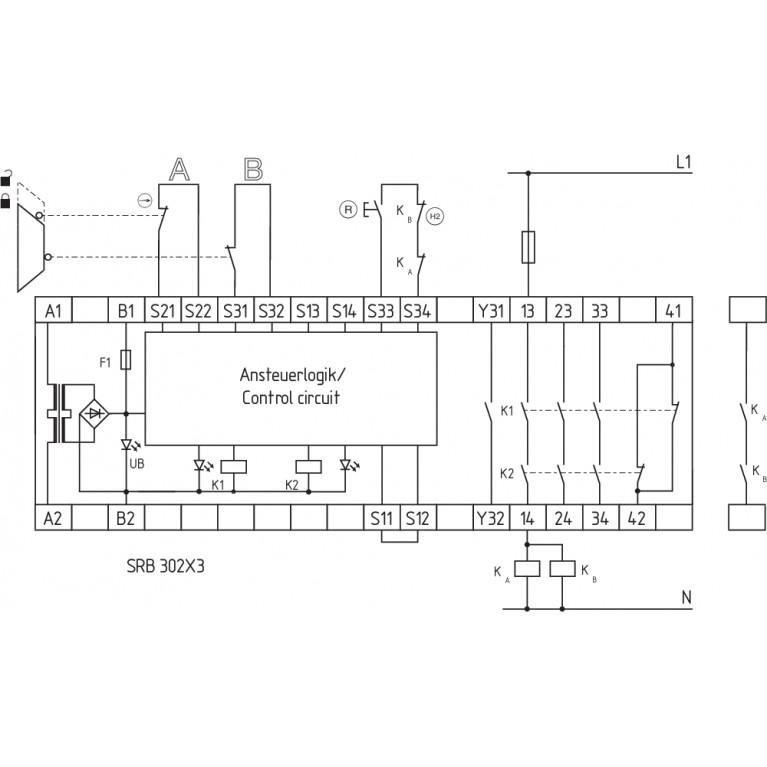Реле безопасности SRB302X3-24VAC/DC-230VAC