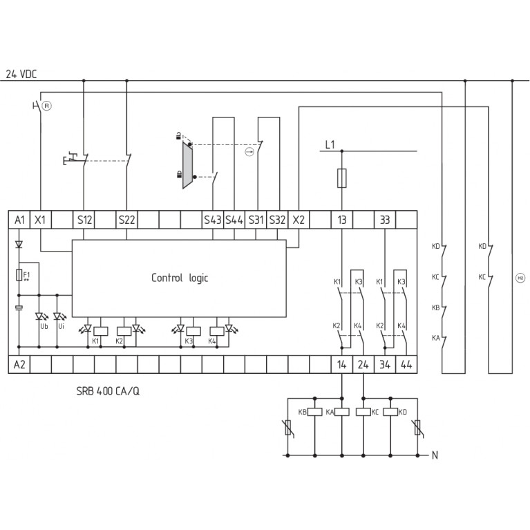 Реле безопасности SRB400CA/Q 24VDC